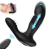 Vibrador retráctil para punto G con tapón anal prostático para hombre
